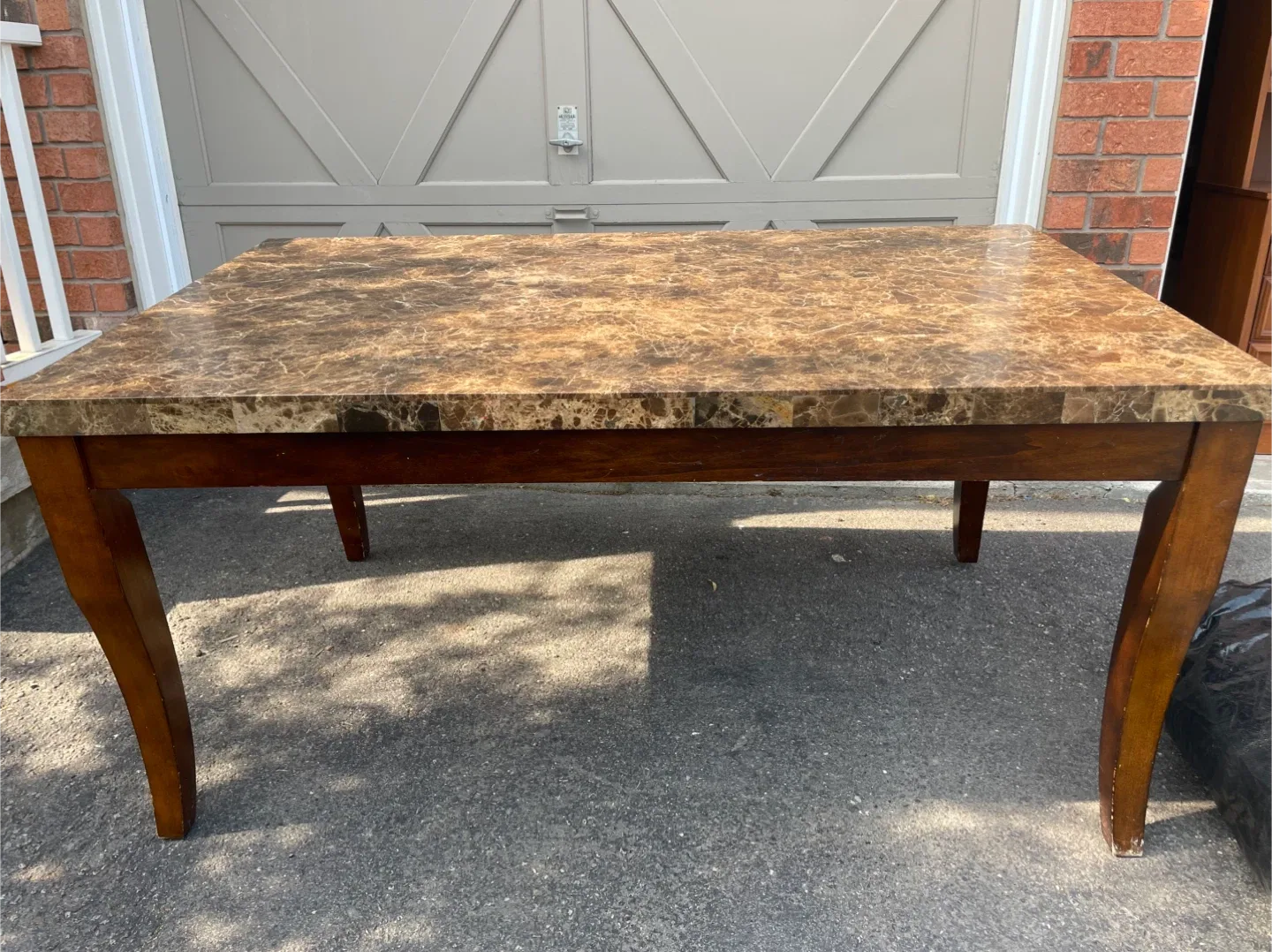 Brown Marble Patterned Dining Table