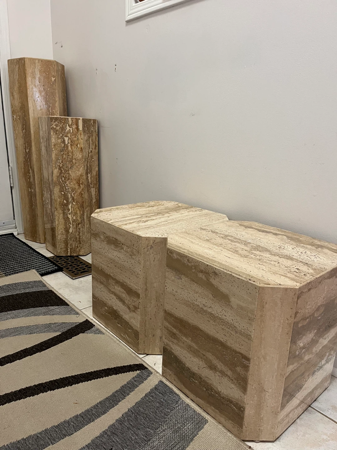 Travertine Stone Pedestals/Side Tables