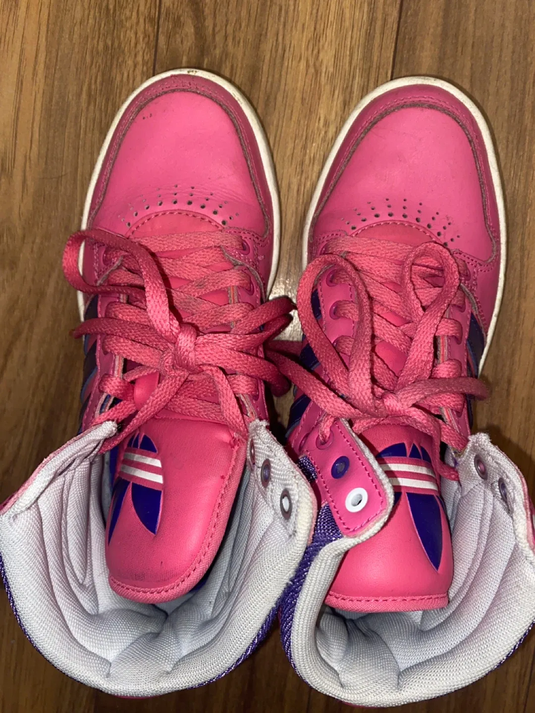Adidas High Top Sneakers, Pink, Size 5