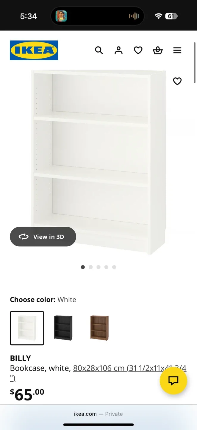 IKEA Billy Bookcase, White, 80x28x106 cm image indicator(2)