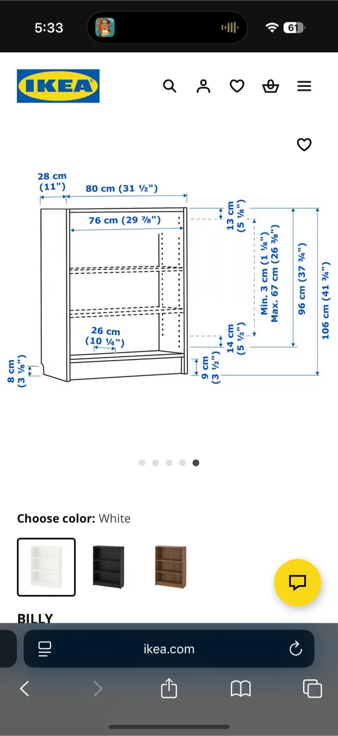 IKEA Billy Bookcase, White, 80x28x106 cm image indicator(3)