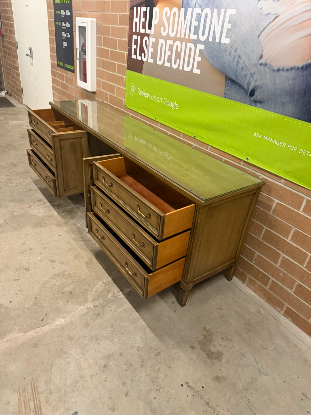 Vintage Wooden Dresser with Glass Top - photo 5