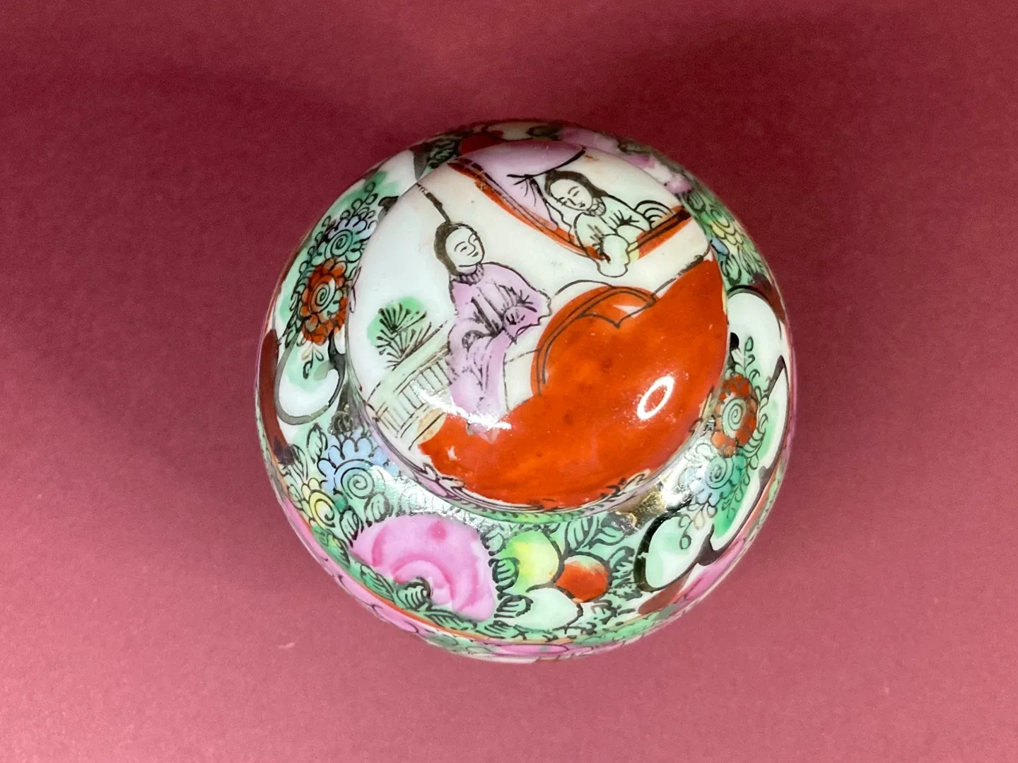 Small Vintage Chinese Hand Painted Ginger Jar image indicator(2)