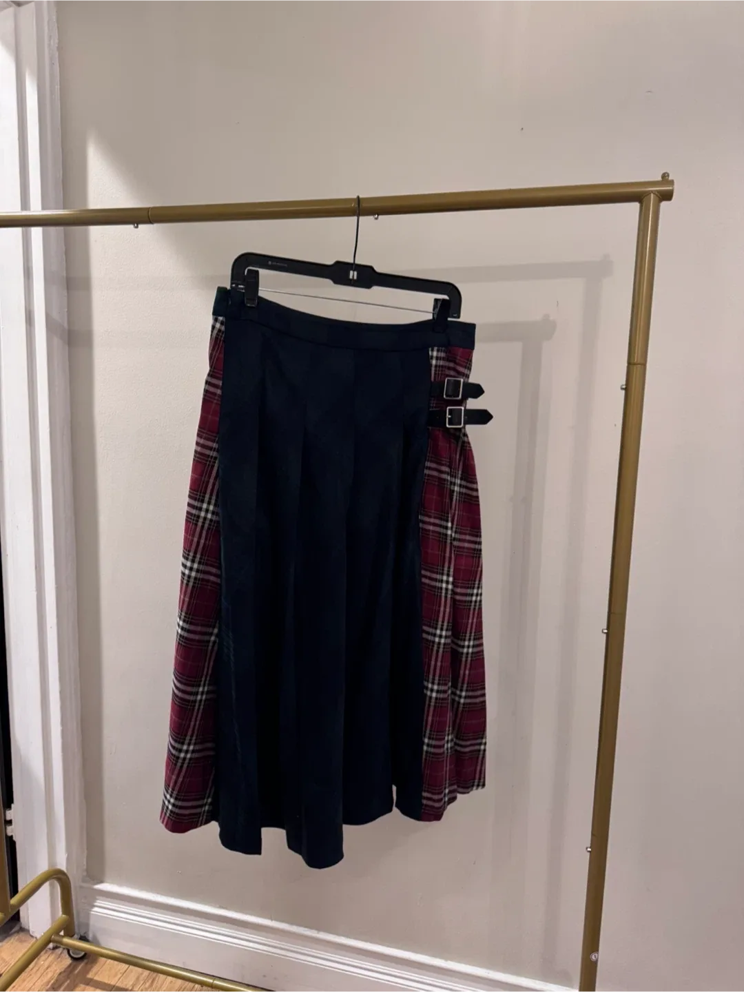 Cider Plaid Patchwork Midi Skirt - Size XL