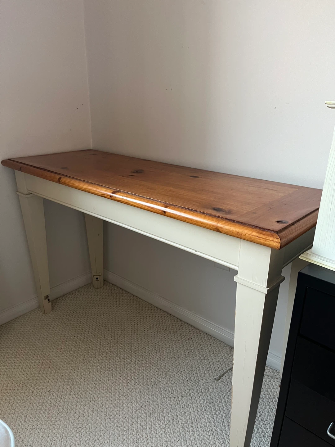 Wooden Top Desk with White Legs