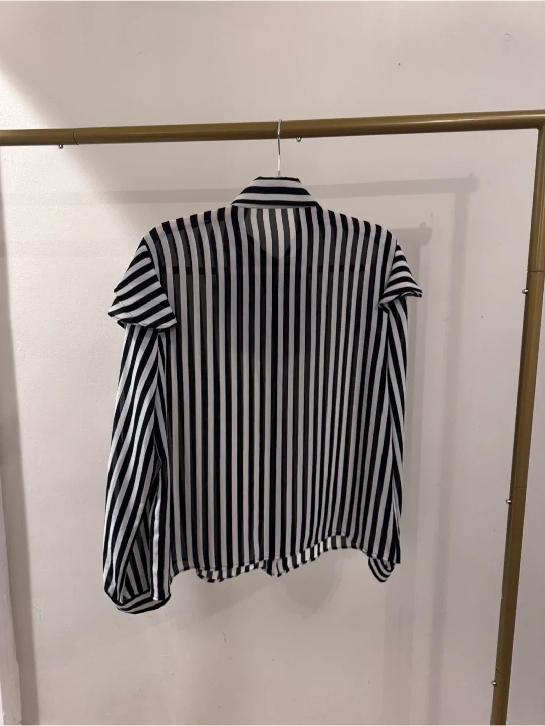 Striped Ruffle Blouse - Black & White image indicator(2)