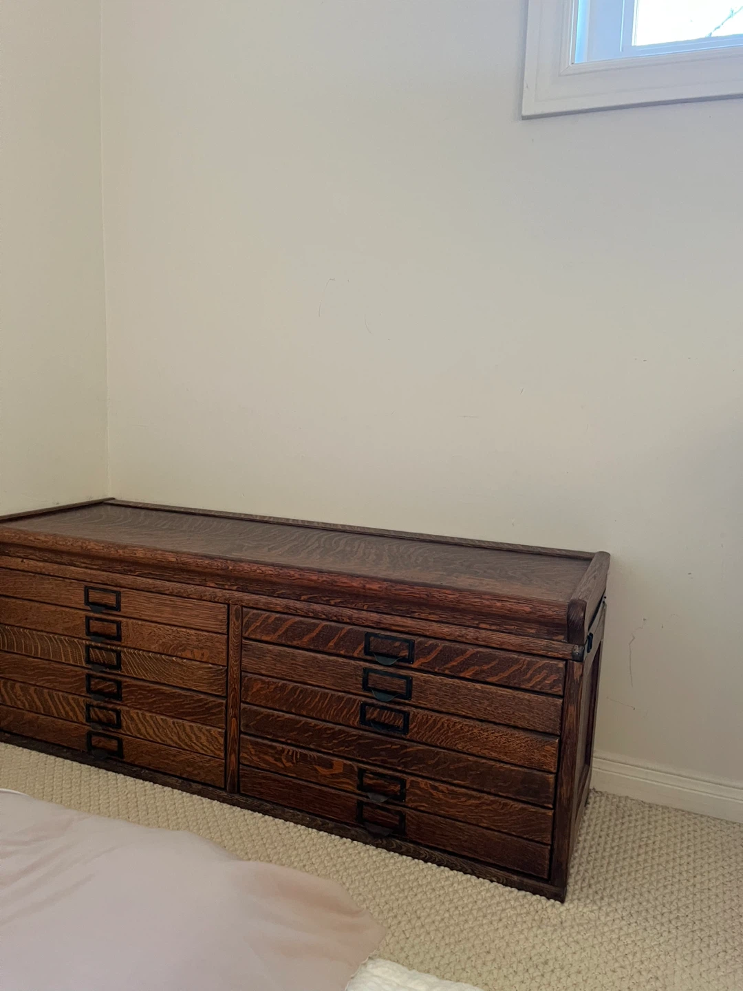 Antique Wooden Map Drawer Cabinet