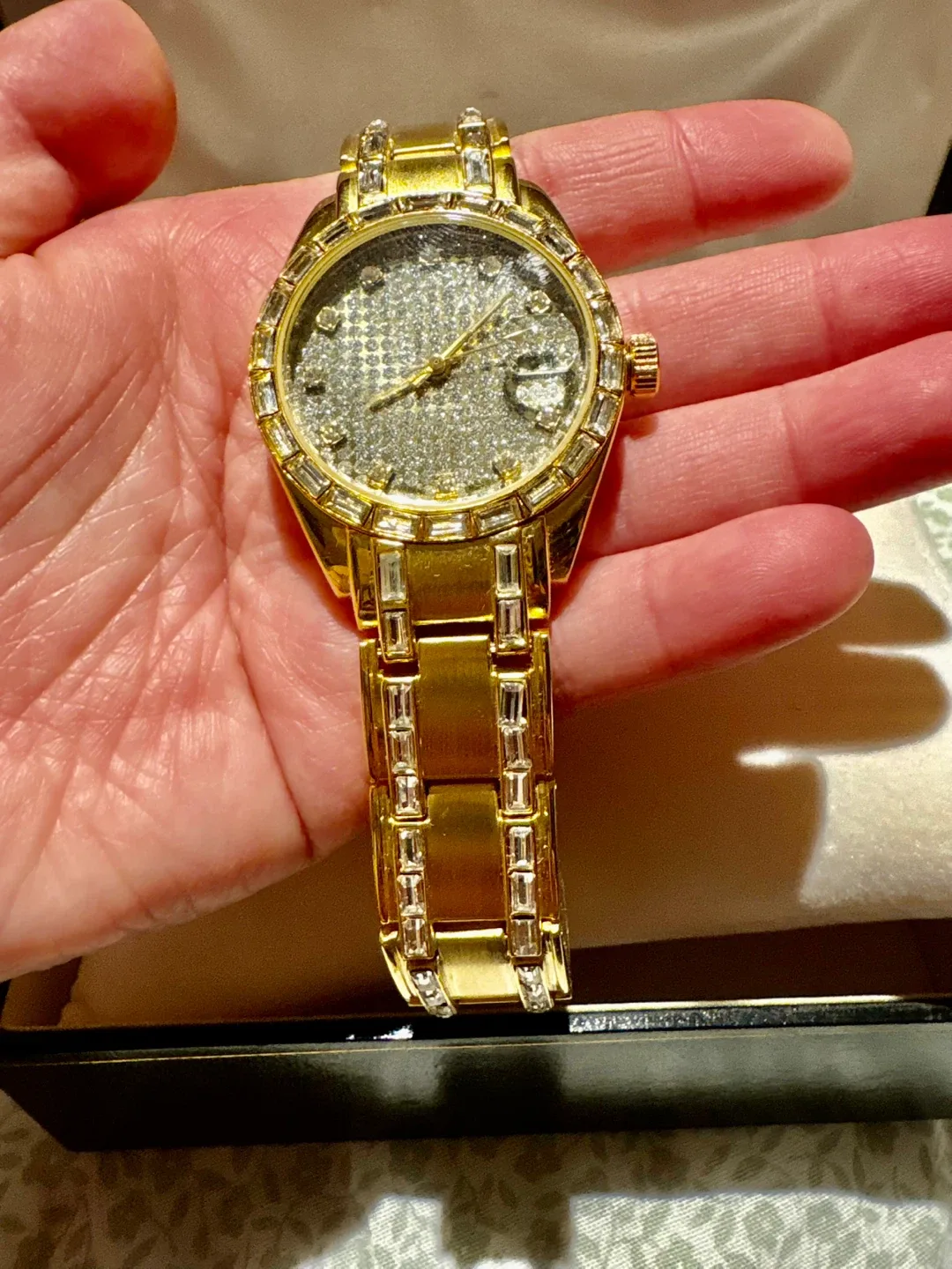 Gold-tone Rhinestone Wristwatch