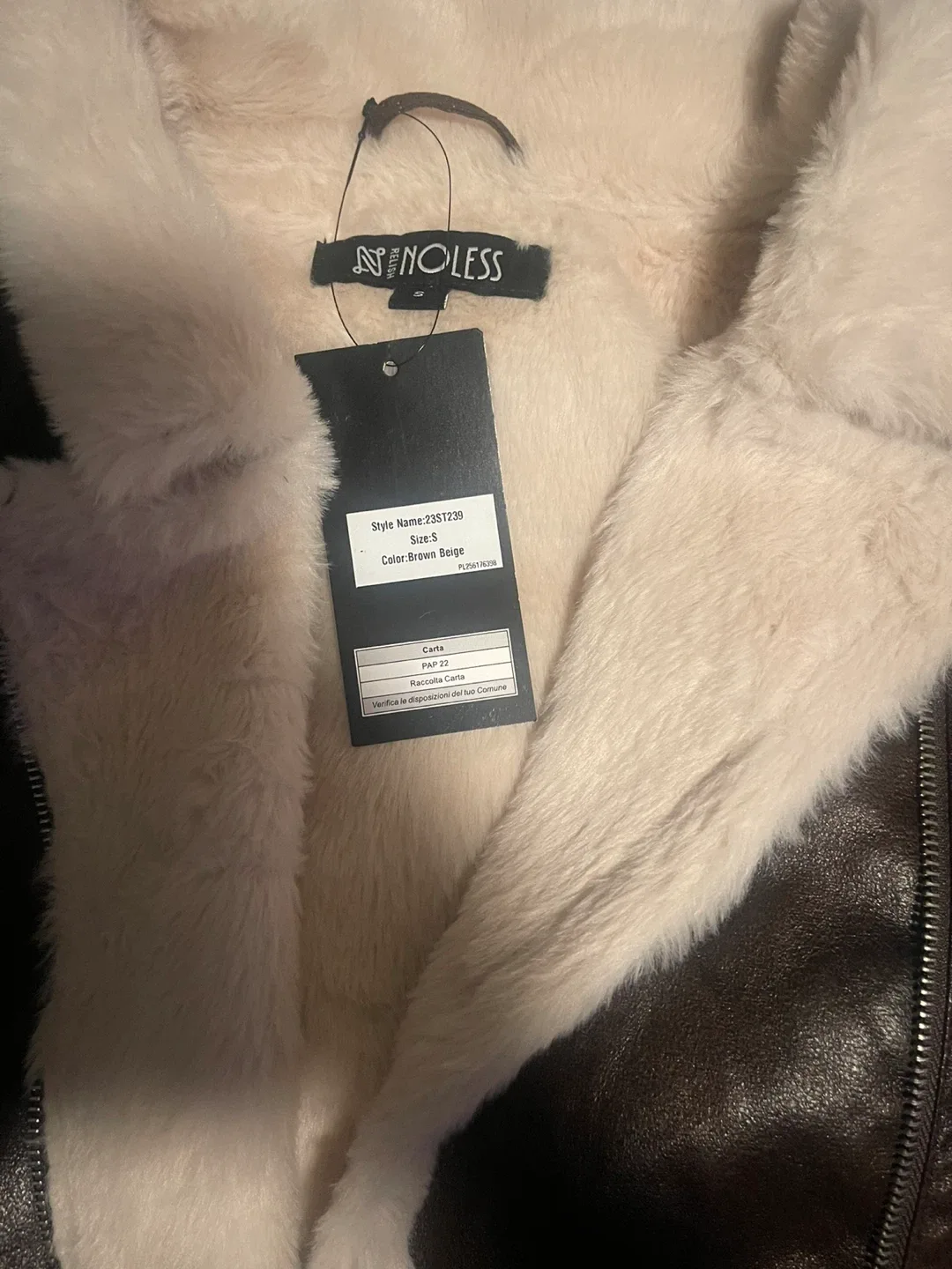 New NoLess Brown Beige Faux Leather Jacket - Size S image indicator(2)