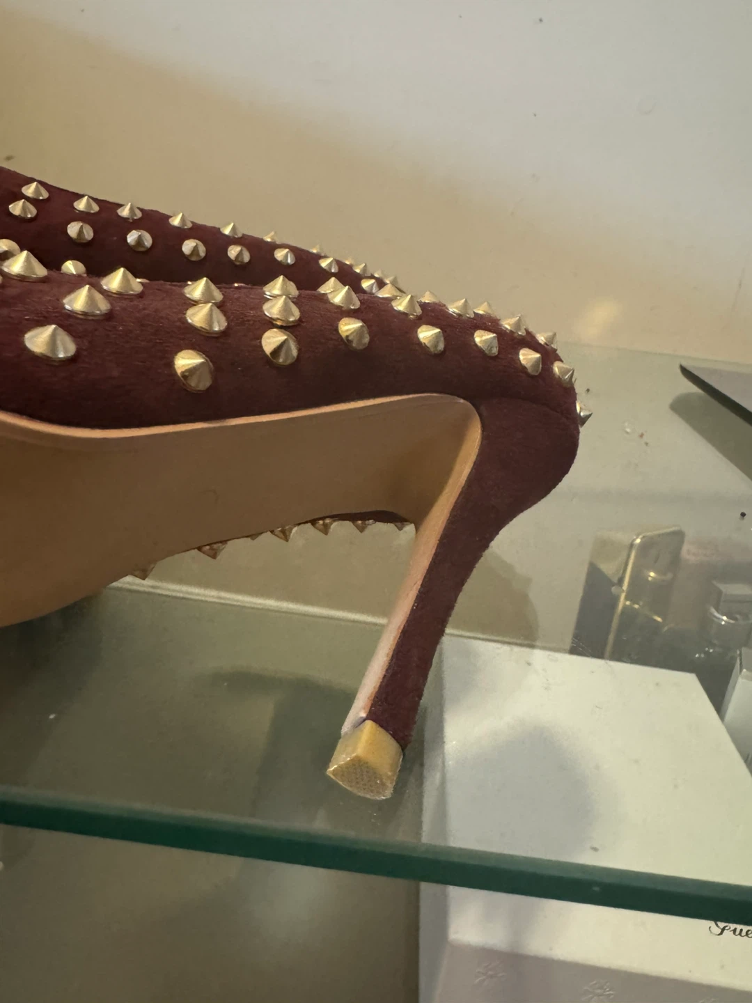 Rubi Burgundy Studded Heels - Size 37 - photo 3