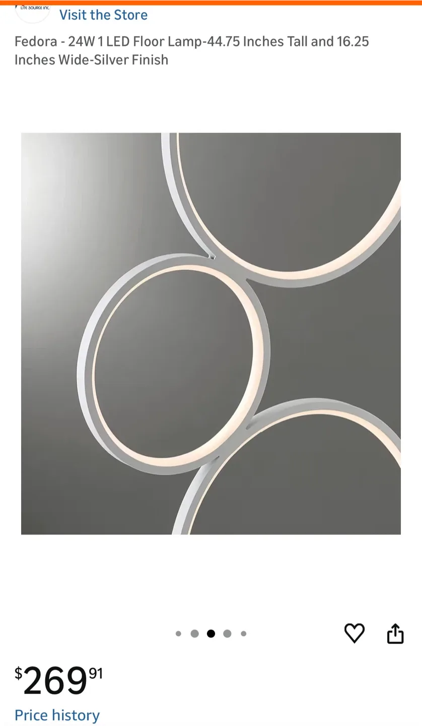 Lite Source Fedora LED Floor Lamp - White Finish