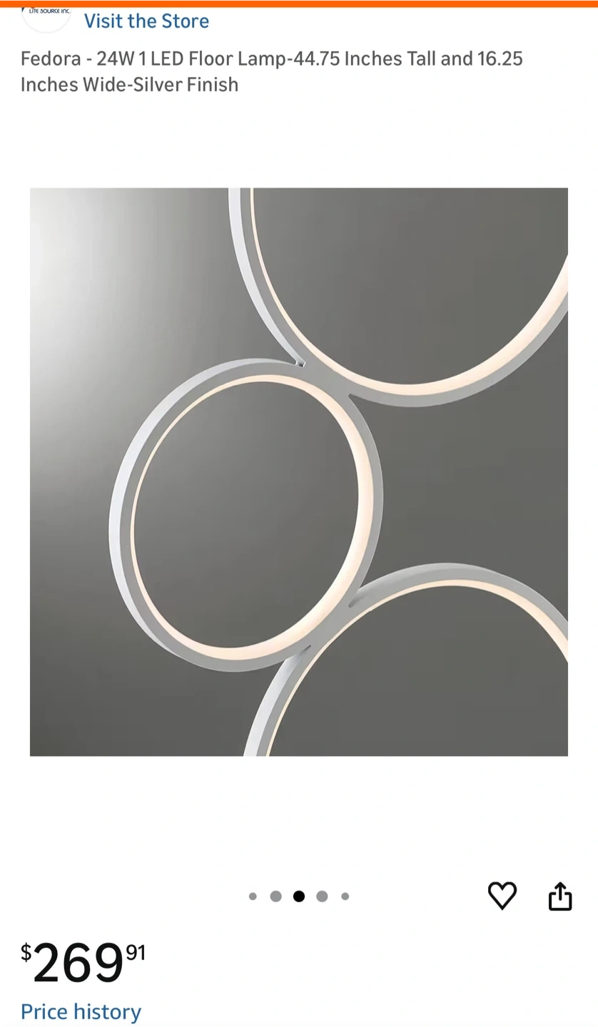 Lite Source Fedora LED Floor Lamp - White Finish