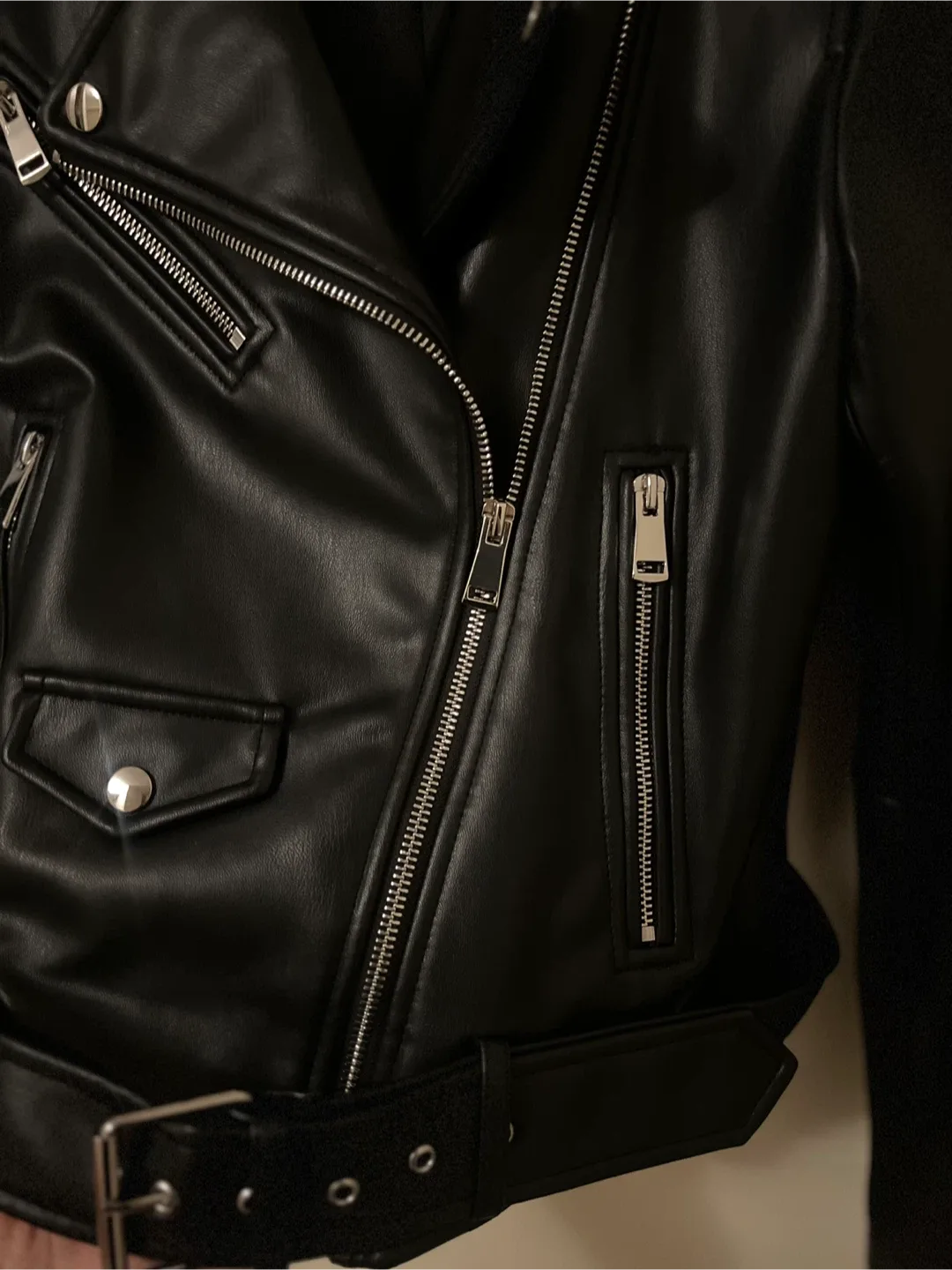Zara Faux Leather Biker Jacket image indicator(4)