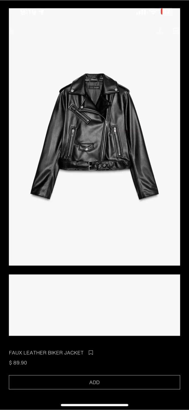 Zara Faux Leather Biker Jacket image indicator(5)