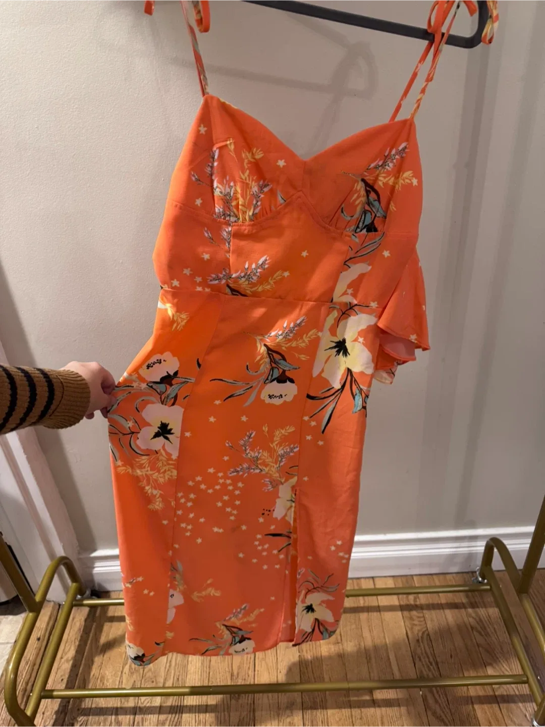 Urban Outfitters Orange Floral Dress - Size M image indicator(2)
