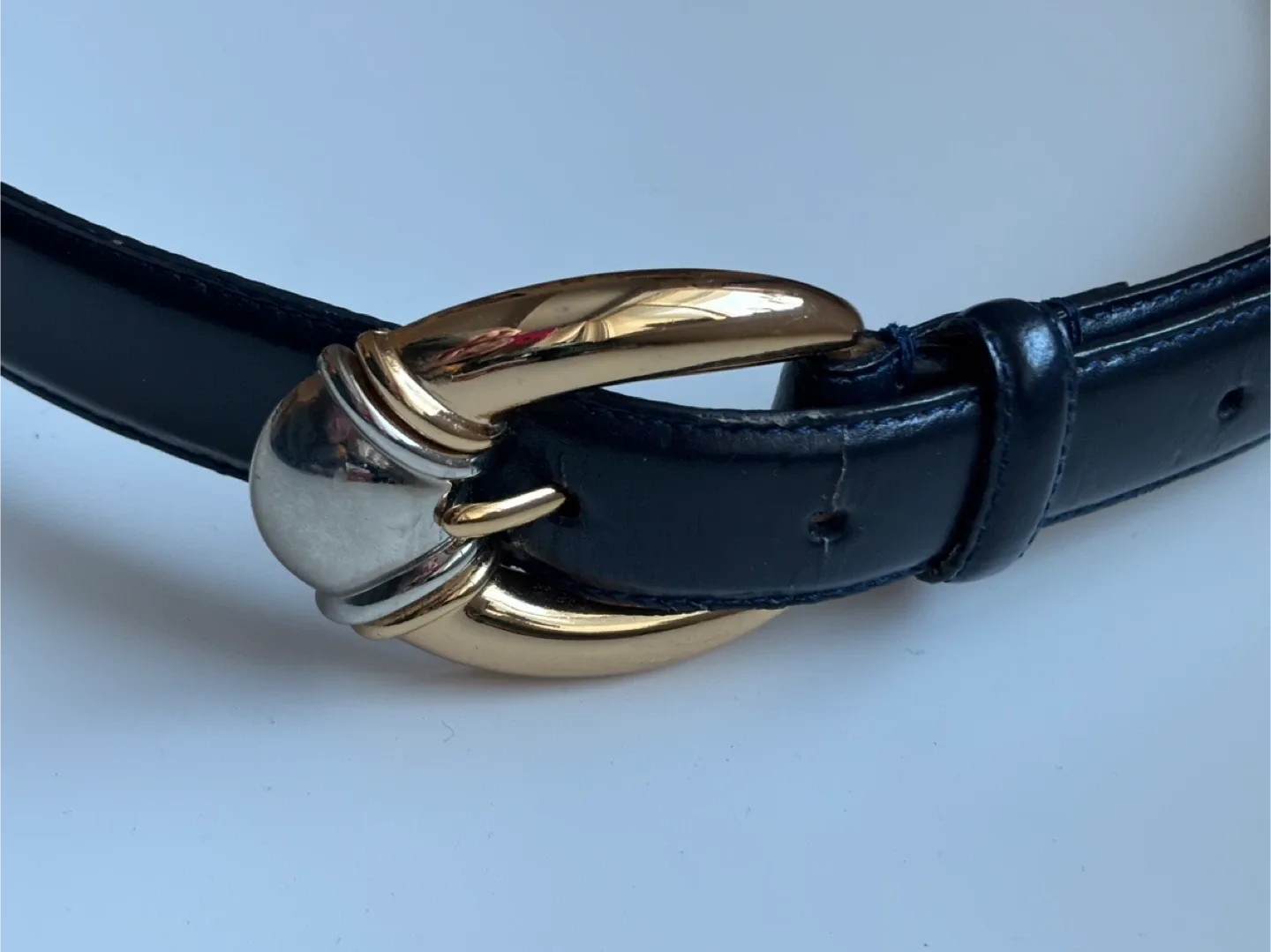 Liz Claiborne Navy Blue Leather Belt Medium image indicator(6)
