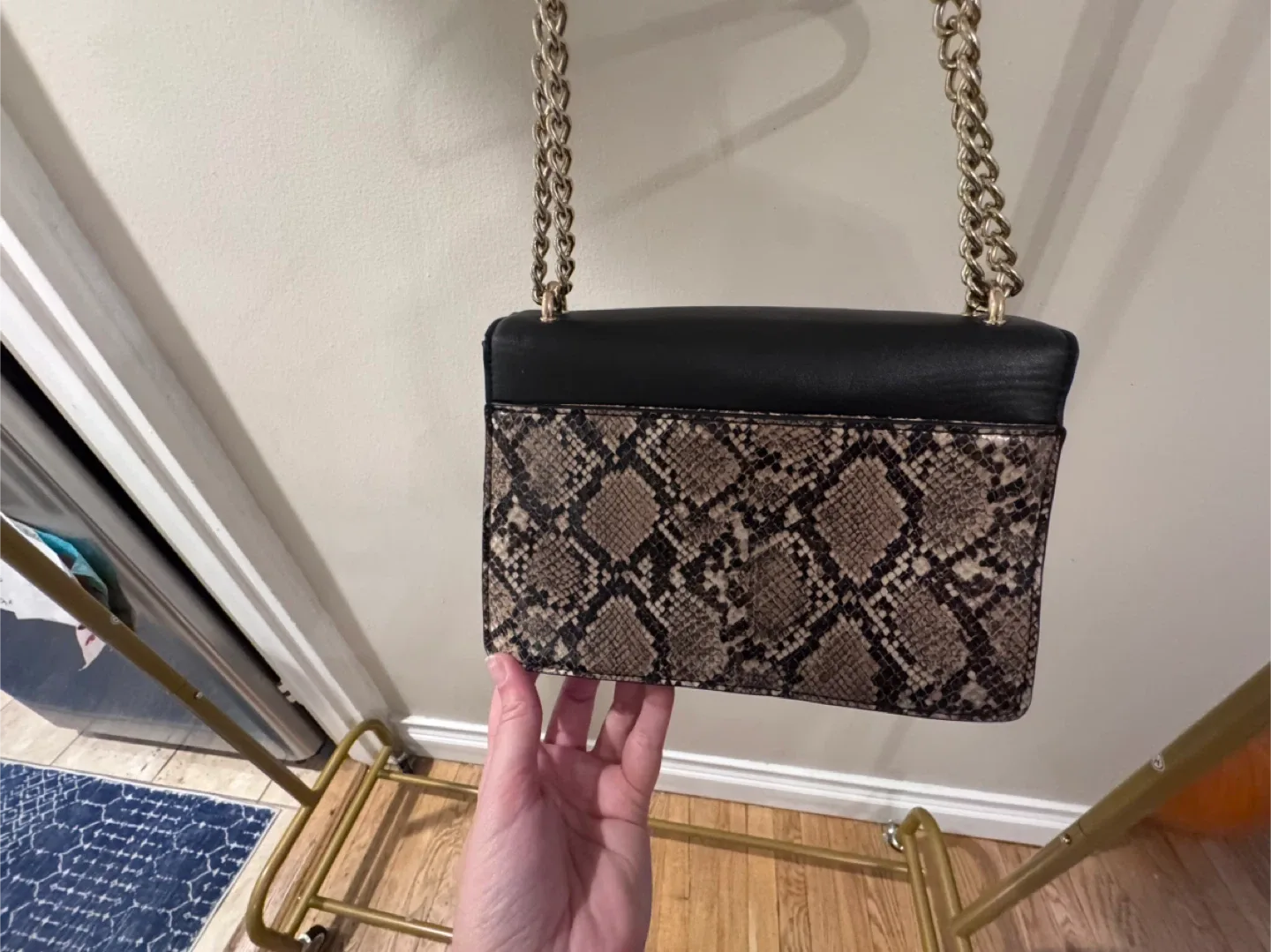 Nine West Snakeskin & Black Chain Crossbody Bag image indicator(4)