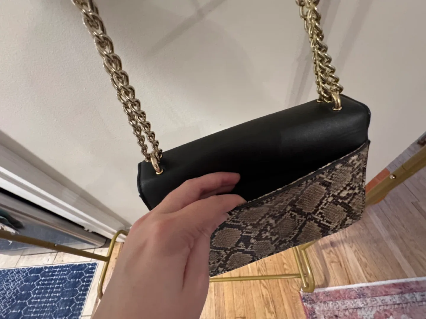 Nine West Snakeskin & Black Chain Crossbody Bag image indicator(5)