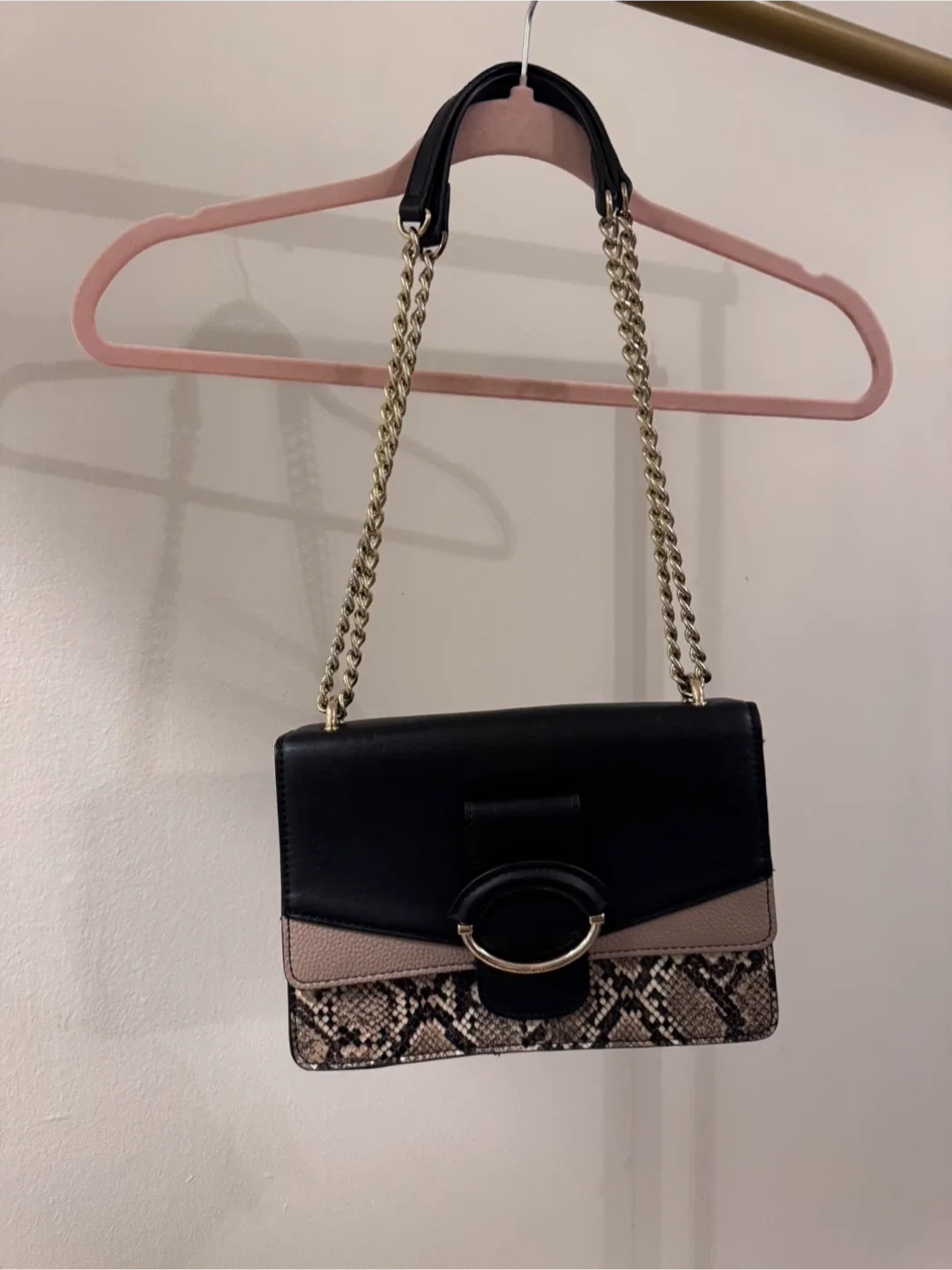 Nine West Snakeskin & Black Chain Crossbody Bag