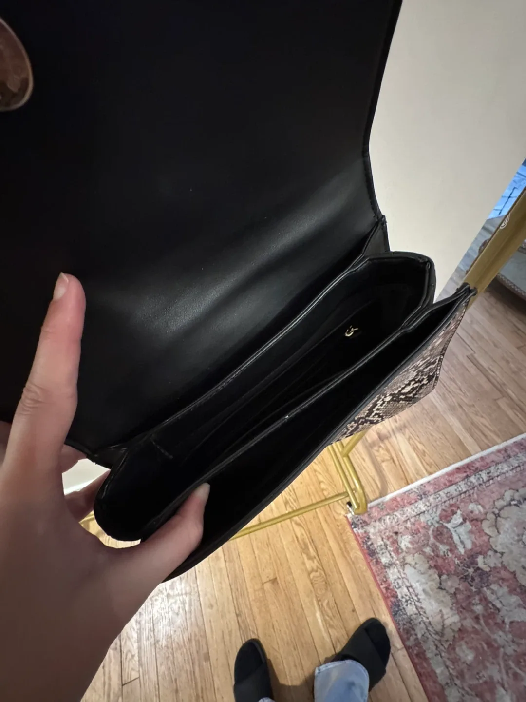 Nine West Snakeskin & Black Chain Crossbody Bag image indicator(7)