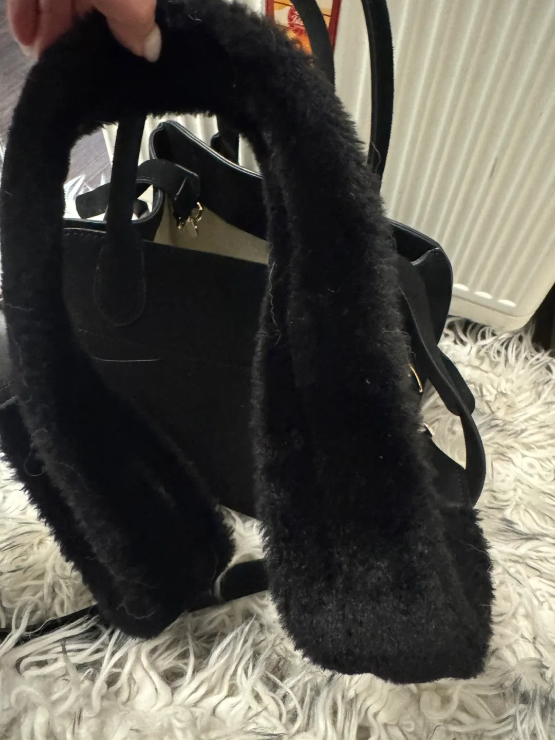 Black Furry Handbag