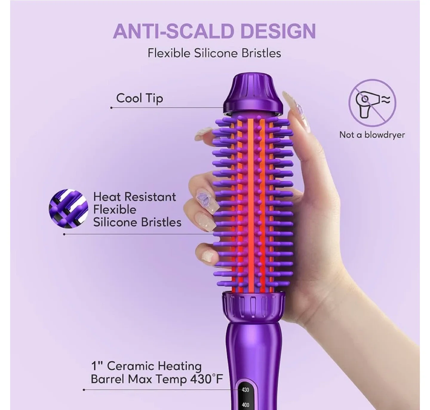 Farery Curling Iron Brush - Purple image indicator(3)