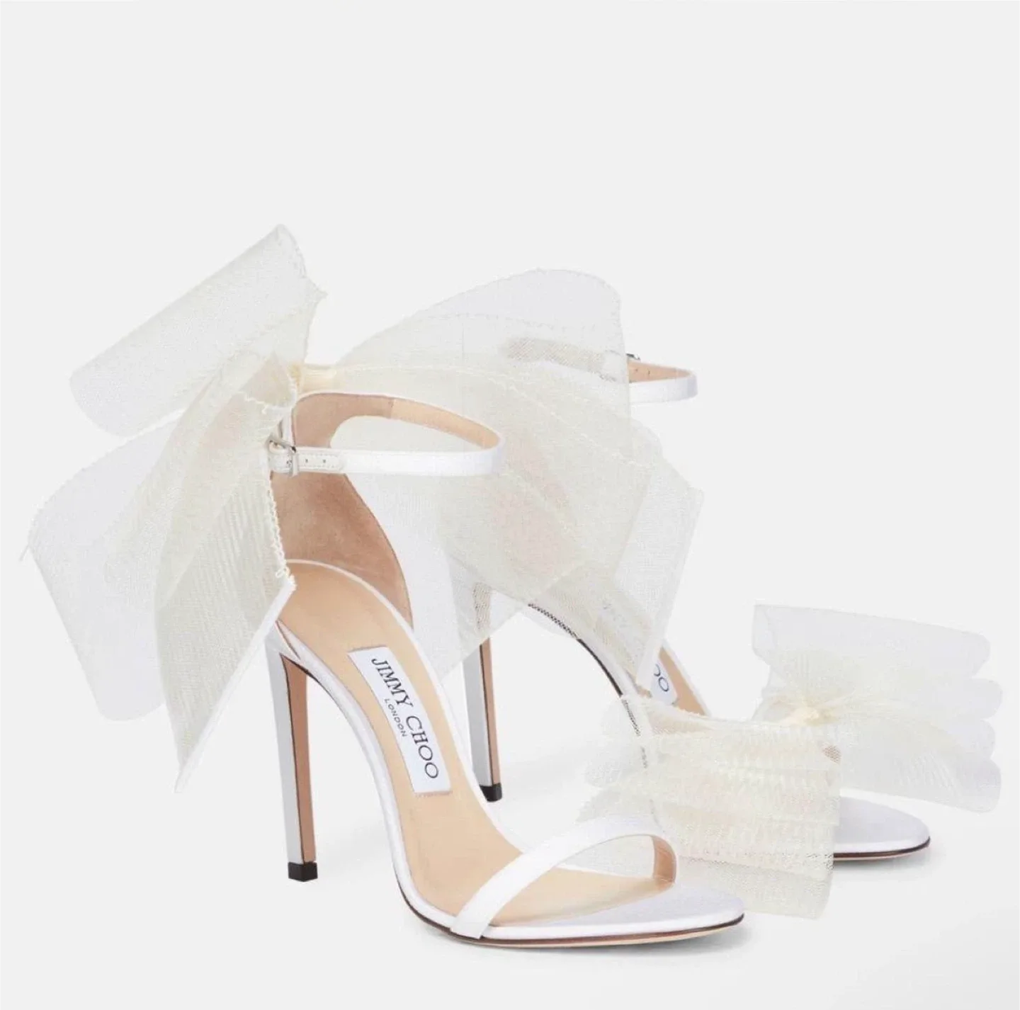 Jimmy Choo Aveline 100 White Bow Heels