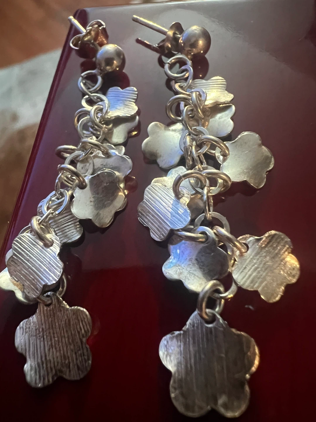 925 Silver Flower Drop Earrings - photo 2