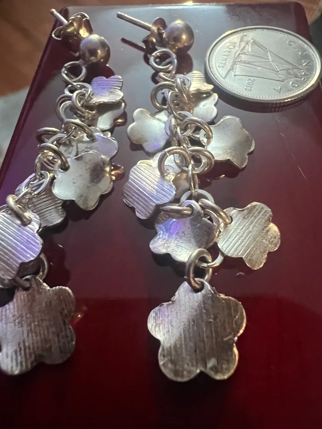 925 Silver Flower Drop Earrings