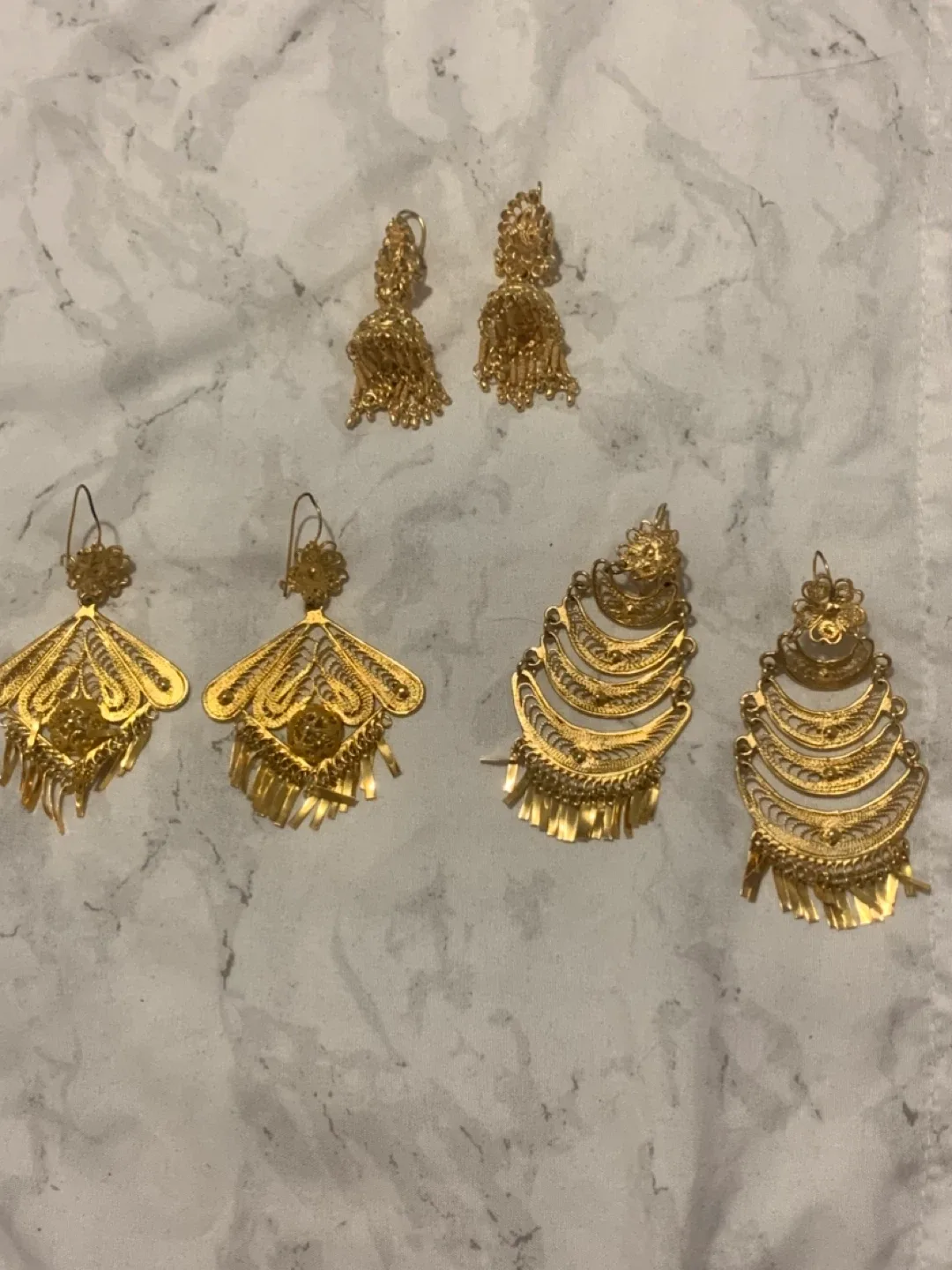 Gold Tone Dangle Earrings - Hand crafted