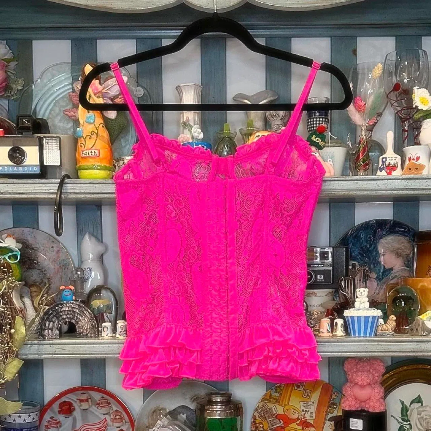 Hot Pink Lace Corset Top image indicator(2)