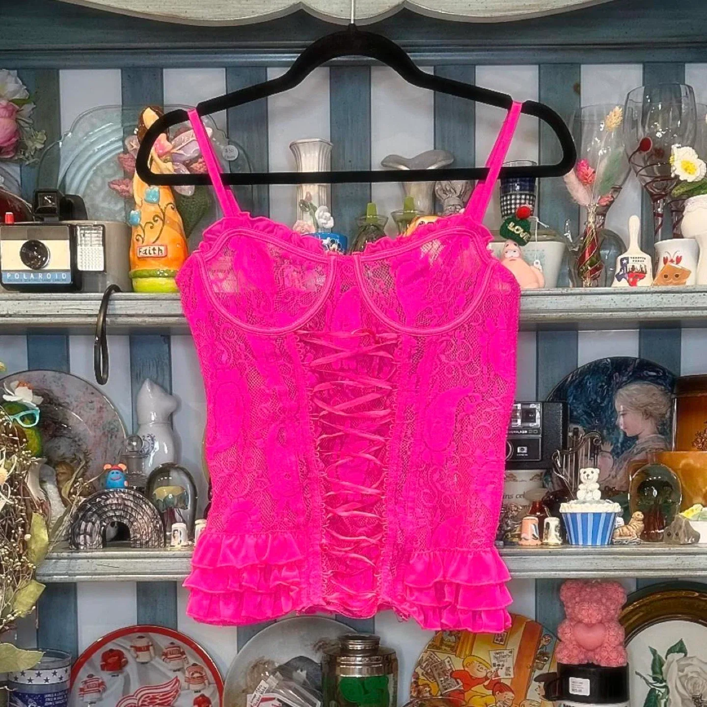 Hot Pink Lace Corset Top