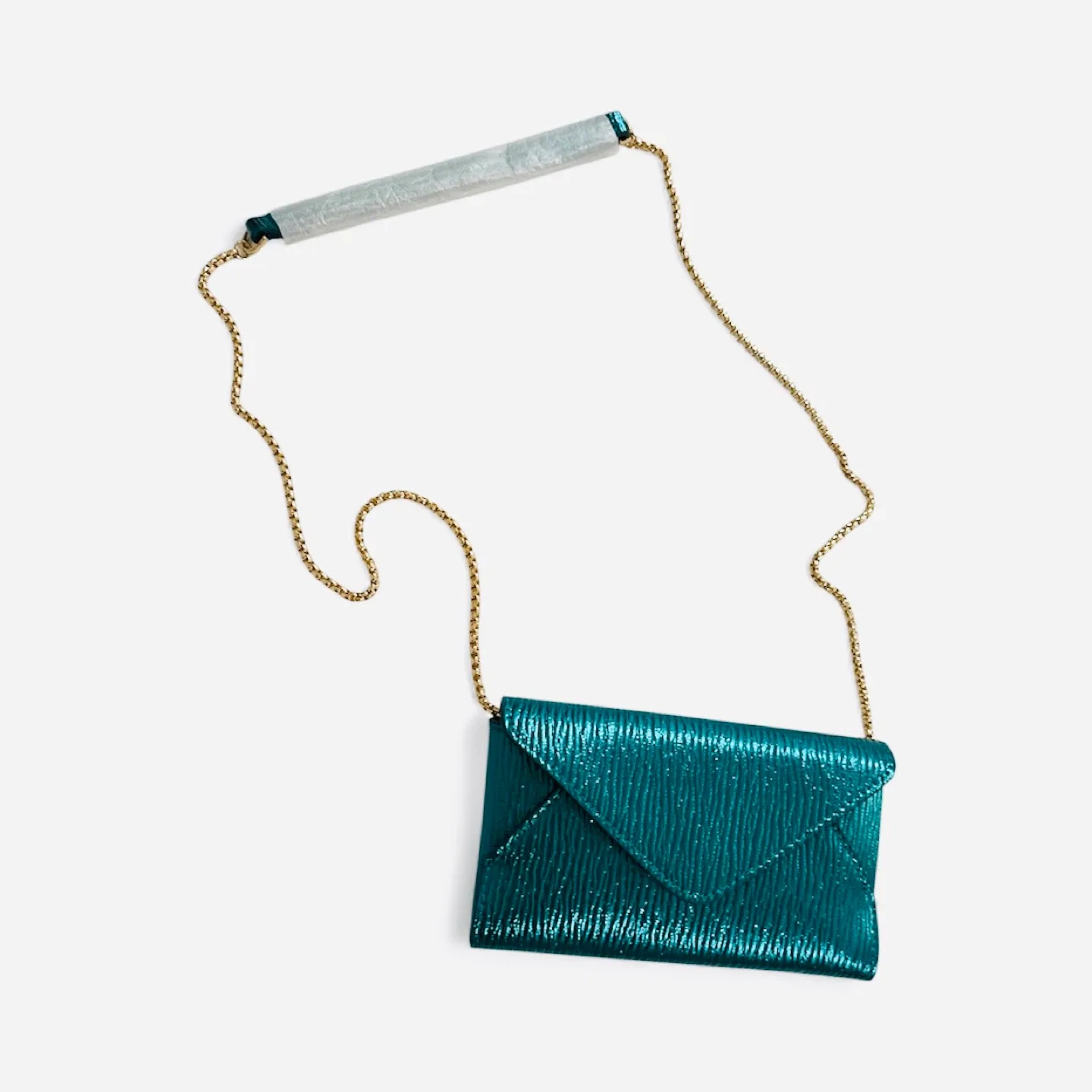 Zara Metallic Teal Envelope Crossbody – New! image indicator(2)