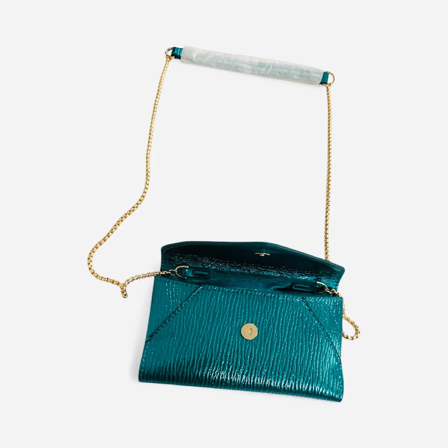 Zara Metallic Teal Envelope Crossbody – New! image indicator(5)