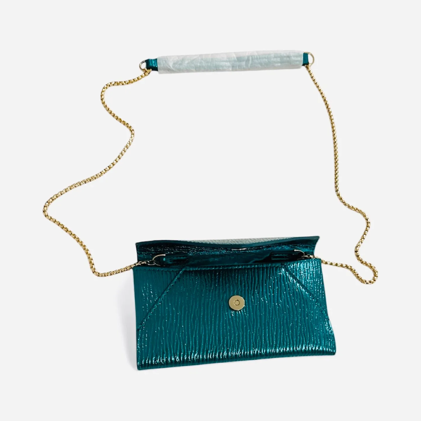 Zara Metallic Teal Envelope Crossbody – New! image indicator(3)