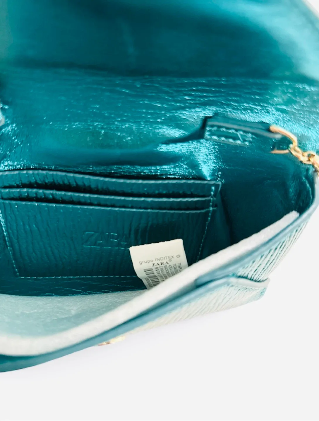 Zara Metallic Teal Envelope Crossbody – New! image indicator(4)