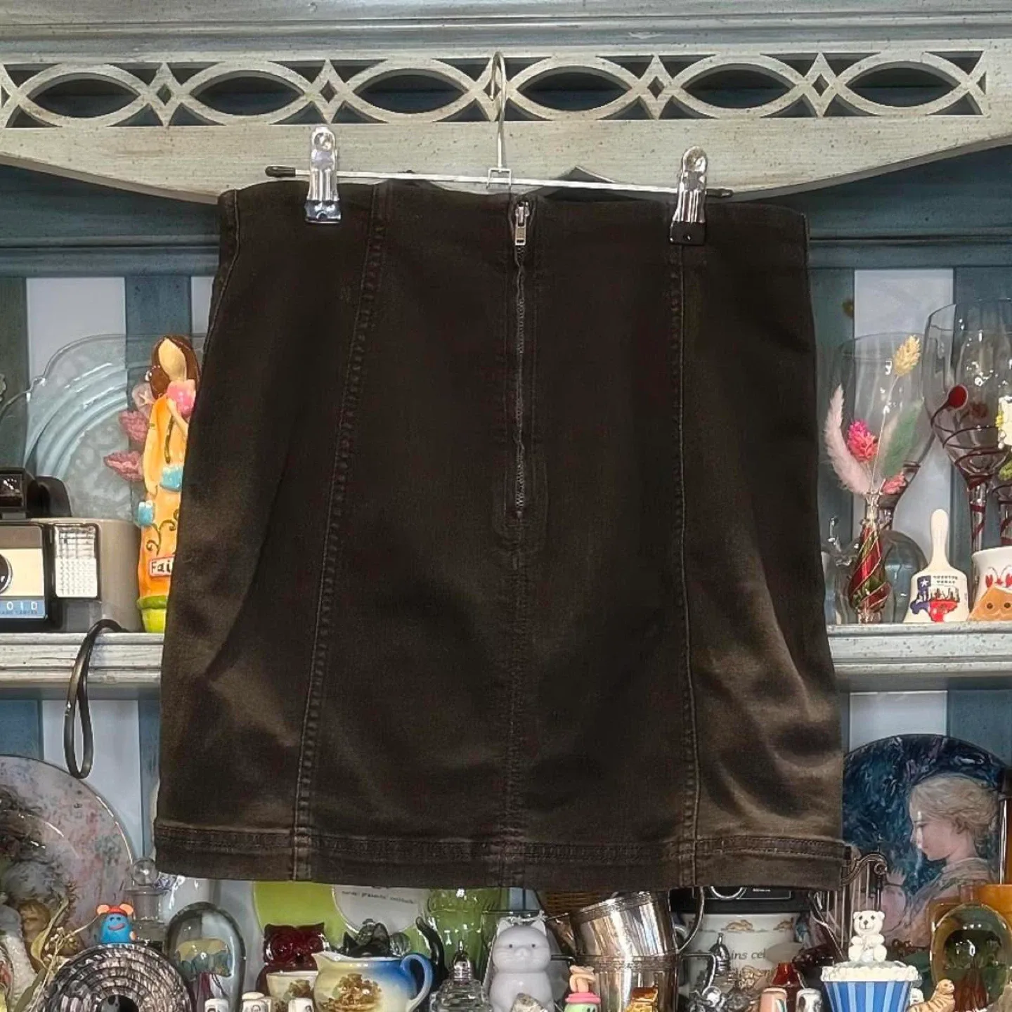 Free People Black Denim Mini Skirt image indicator(2)