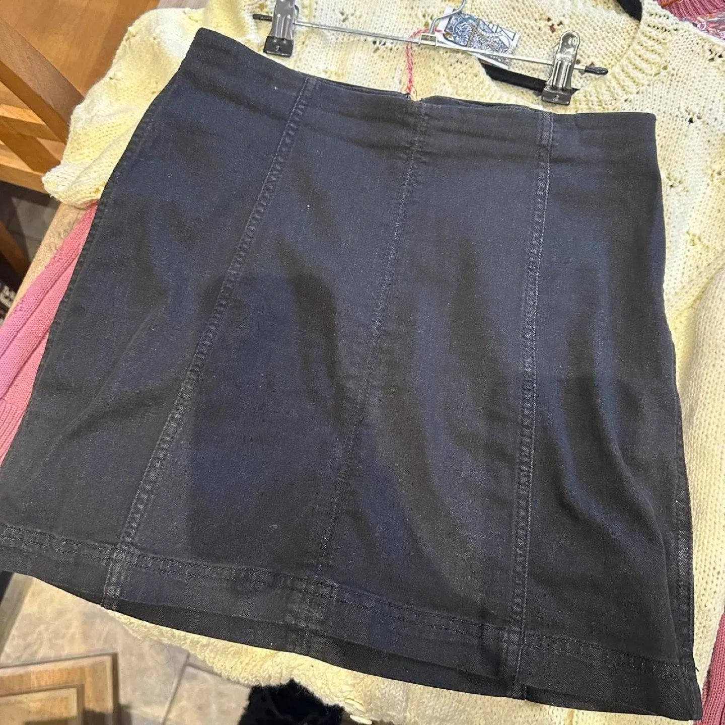 Free People Black Denim Mini Skirt image indicator(4)