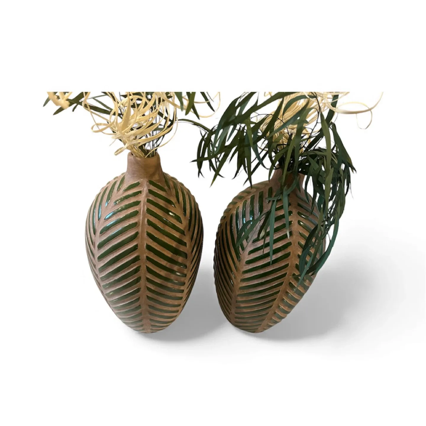 Leaf Patterned Vases - Set of Two