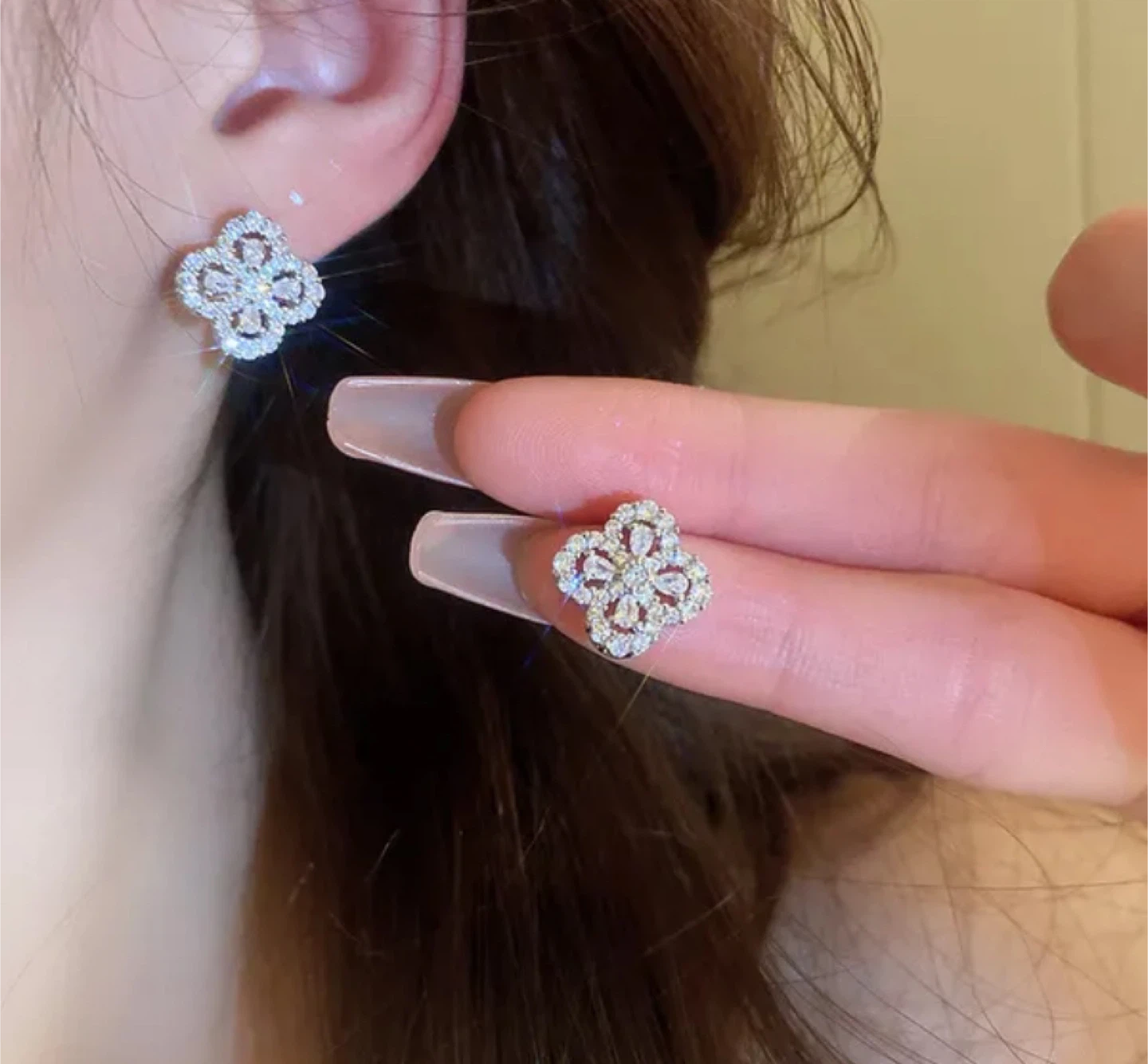 Clover Necklace & Earrings Set - Silver - photo 4