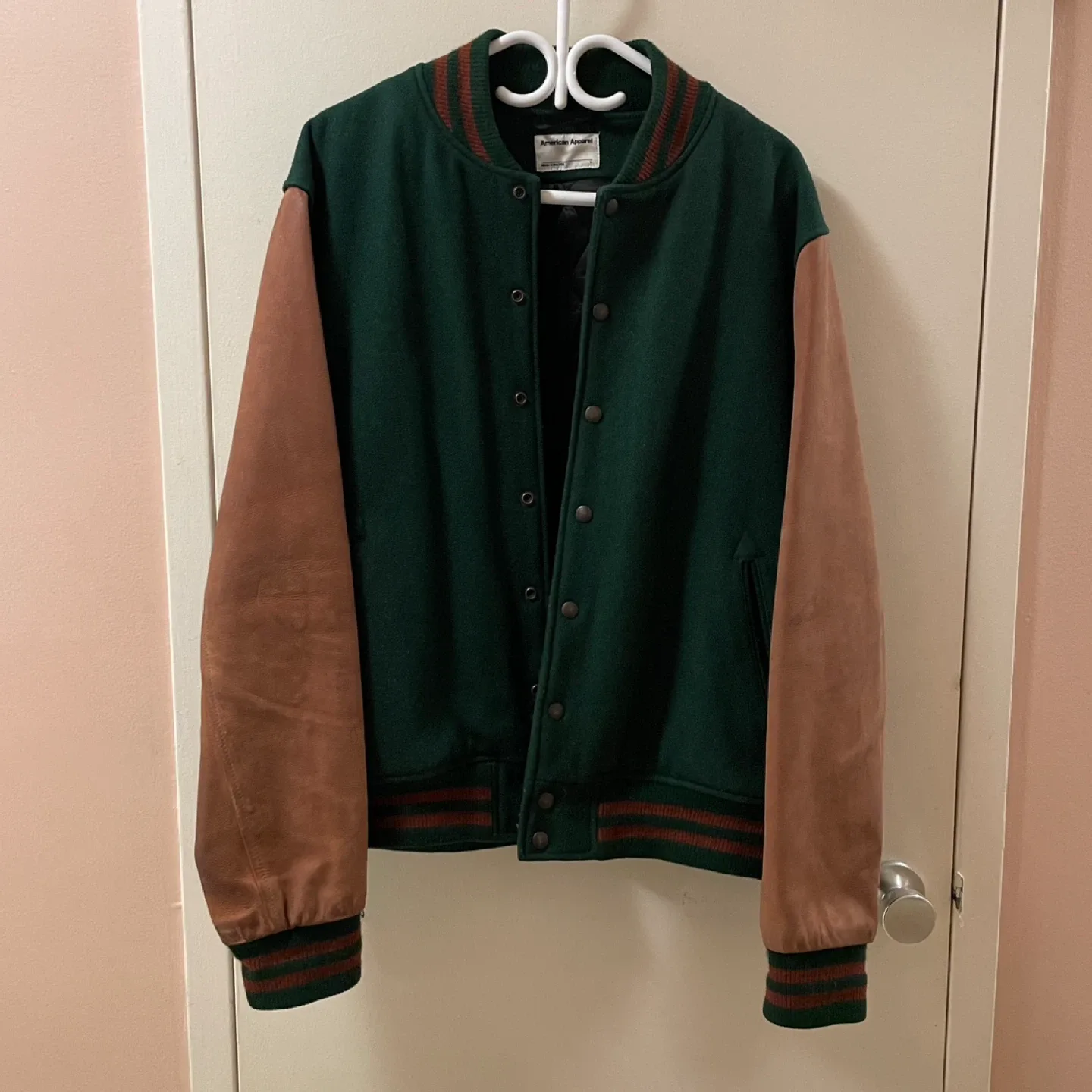 American Apparel Wool + Leather Varsity Jacket - Size L
