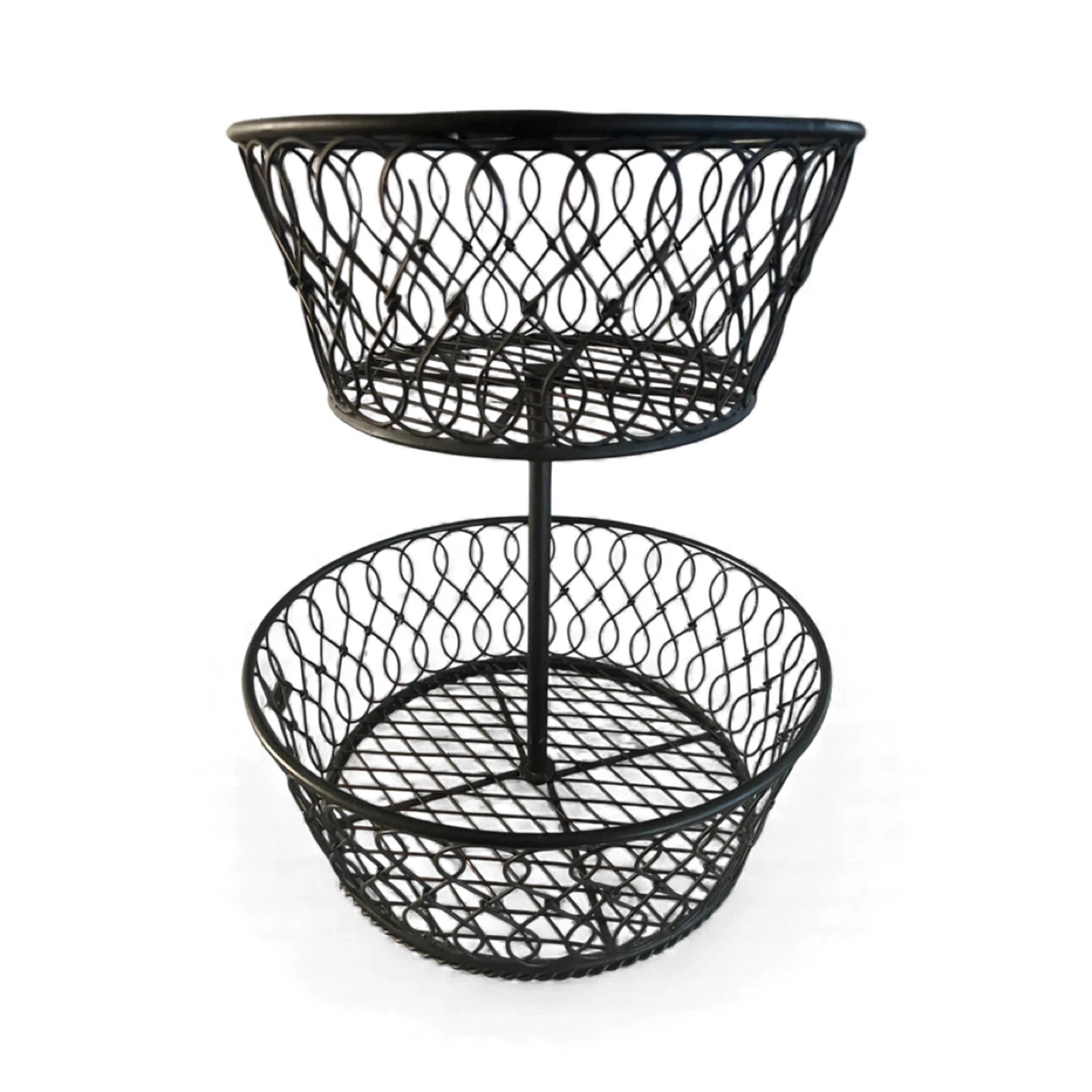 Two-Tier Wire Basket, Black - photo 2