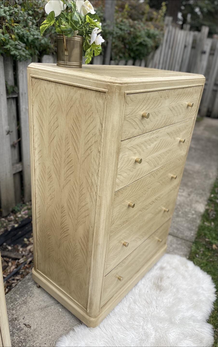 5 drawers tallboy dresser redone in Pottery Barn Dupe/ Sausalito - photo 3