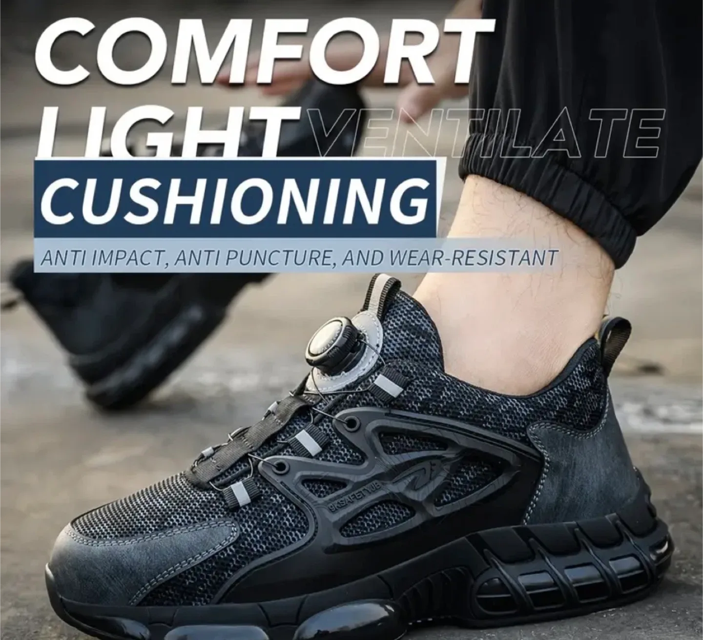 Black Safety Work Shoes with Steel Toe Cap image indicator(5)