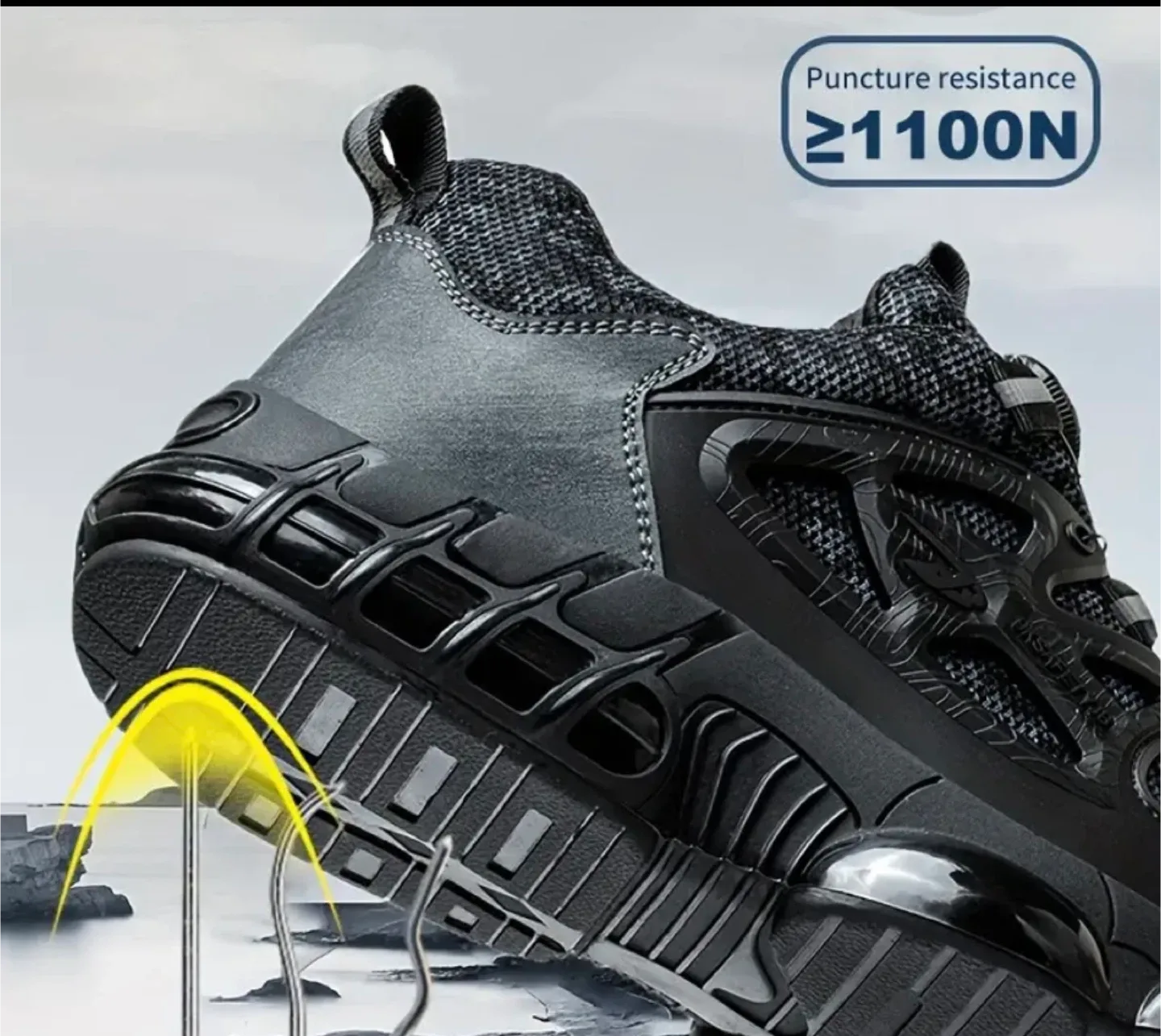 Black Safety Work Shoes with Steel Toe Cap image indicator(7)