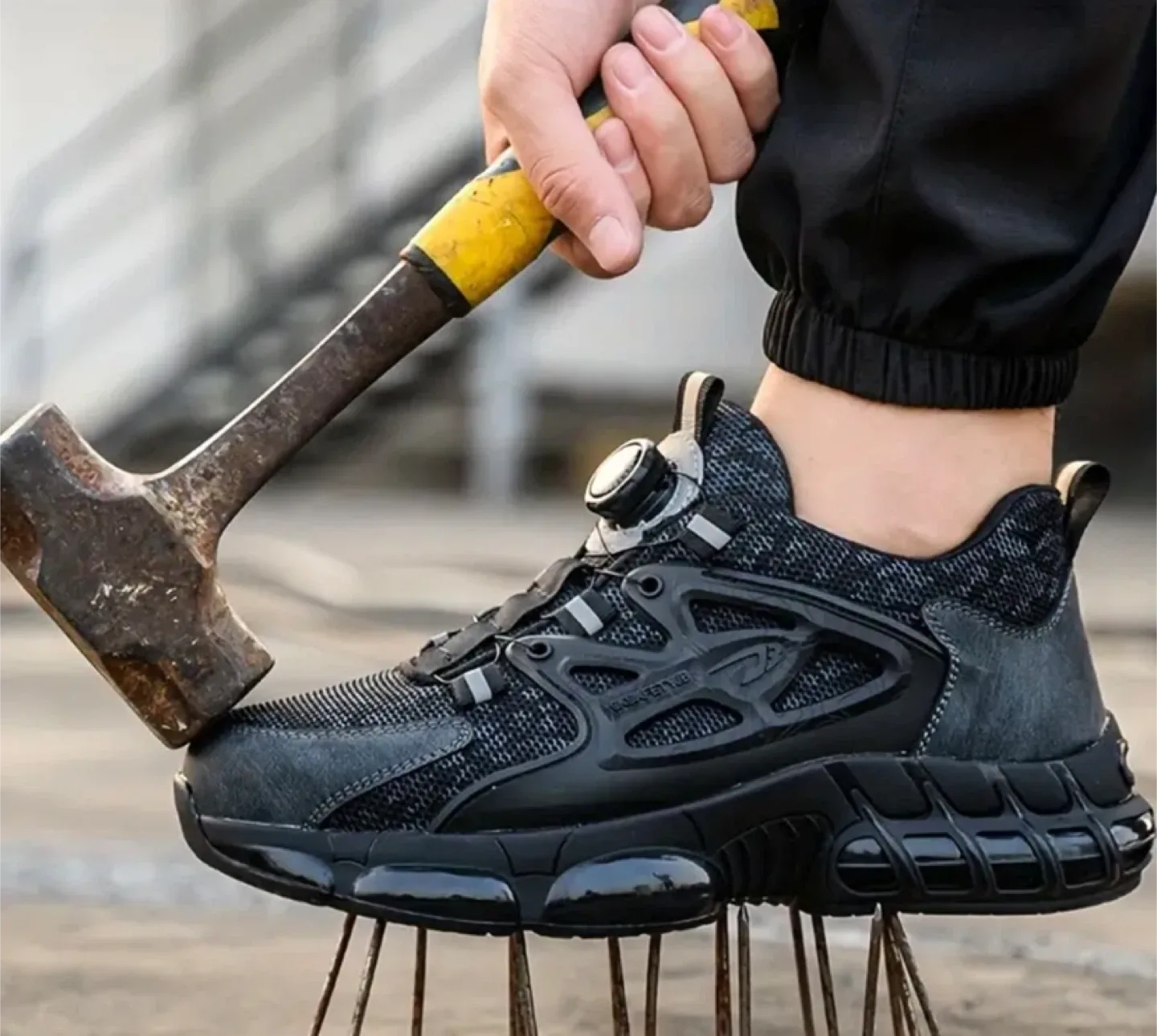Black Puncture Resistant Work Safety Shoes