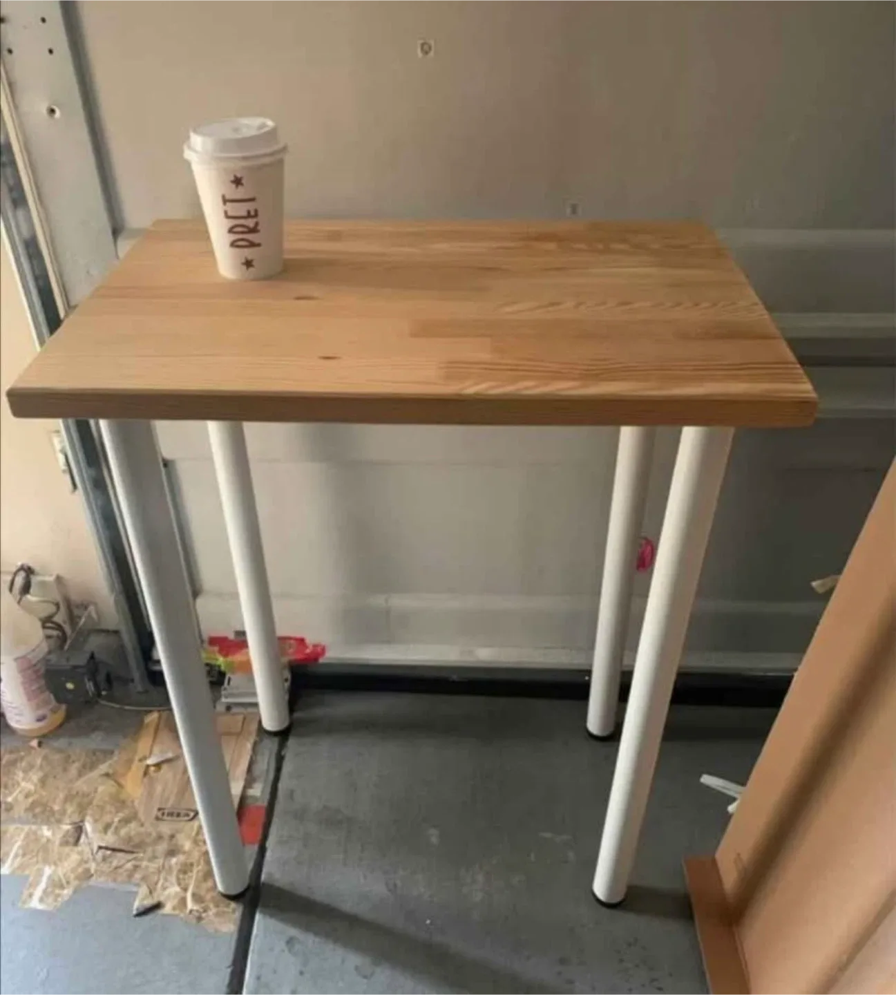 Wooden Table with White Legs