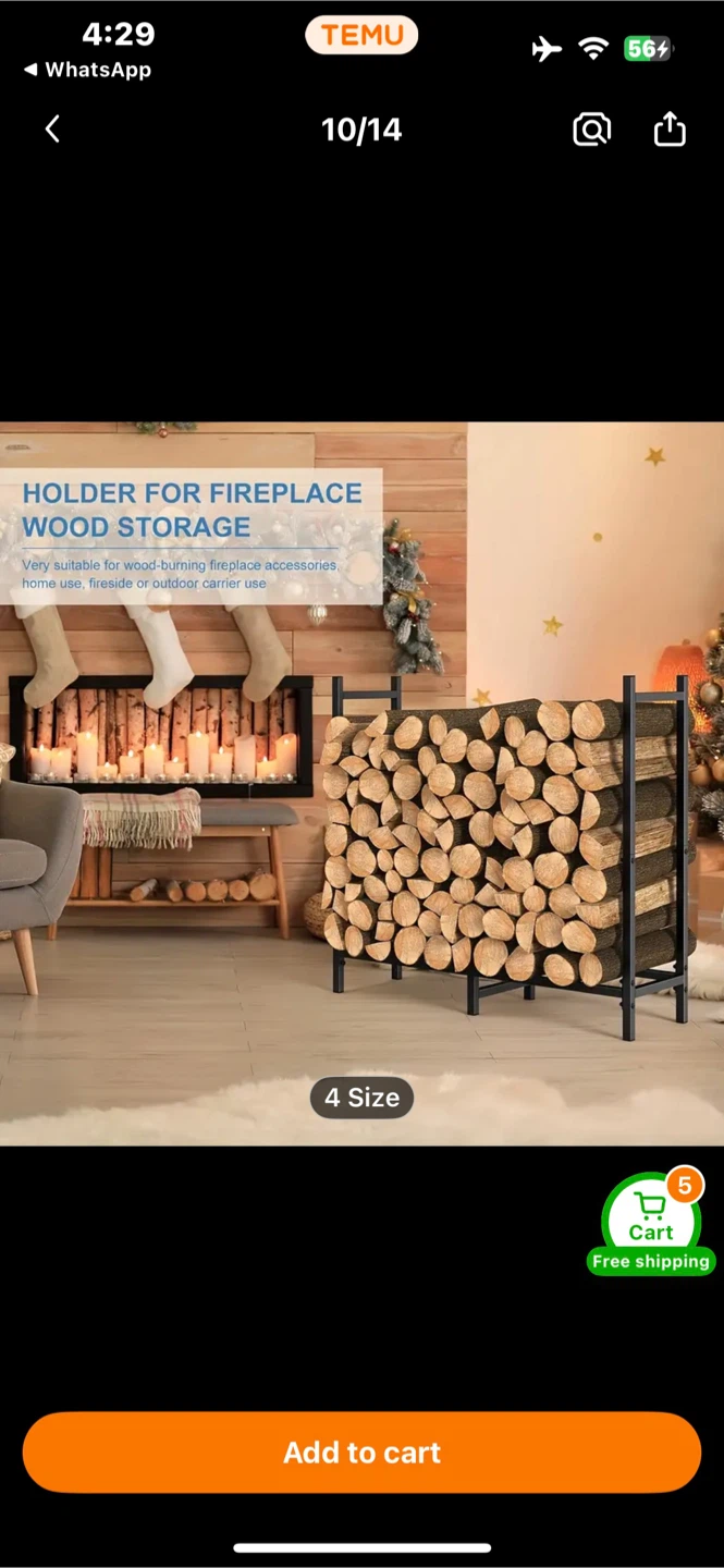 4ft Firewood Rack - Wood Storage Holder - photo 3