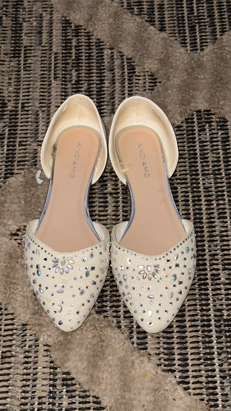 Andiamo White Embellished Flats - Size 6 - photo 2
