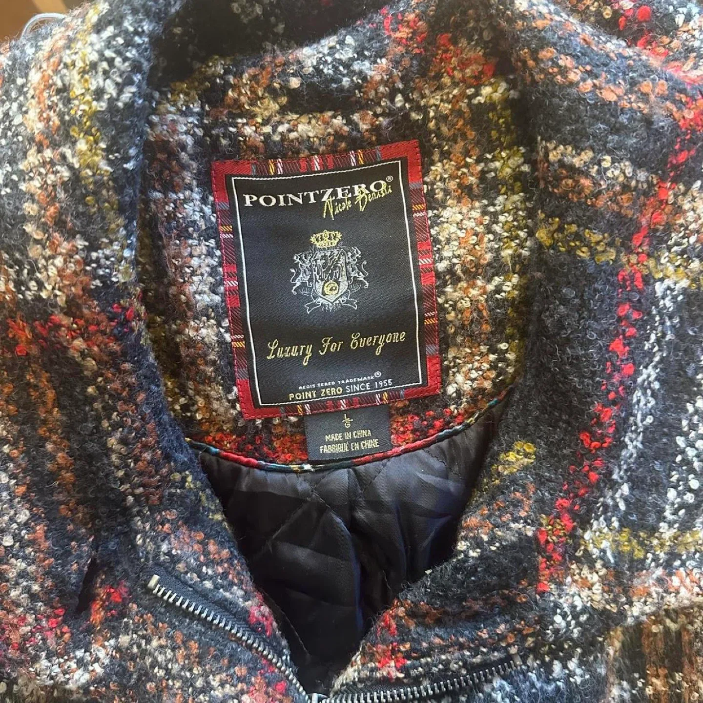 POINT ZERO Plaid Wool Blend Coat - Size L image indicator(3)